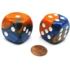 Dice>Gemini 30mm Large D6 Chessex Dice, 2 Pieces - Blue-Orange with White Pips - Your Source for Gaming Essentials