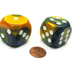 Dice>Gemini 30mm Large D6 Chessex Dice, 2 Pieces - Masquerade with White Pips - Your Source for Gaming Essentials