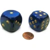 Dice>Gemini 30mm Large D6 Chessex Dice, 2 Pieces - Blue-Green with Gold Pips - Your Source for Gaming Essentials