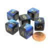 Dice>Gemini 15mm 6-Sided D6 Numbered Chessex Dice, 6 Pieces - Black-Blue with Gold - Your Source for Gaming Essentials