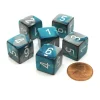 Dice>Gemini 15mm 6-Sided D6 Numbered Chessex Dice, 6 Pieces - Steel-Teal with White - Your Source for Gaming Essentials