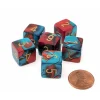 Dice>Gemini 15mm 6-Sided D6 Numbered Dice, 6 Pieces - Red-Teal with Gold Numbers - Your Source for Gaming Essentials