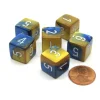 Dice>Gemini 15mm 6-Sided D6 Numbered Chessex Dice, 6 Pieces - Blue-Gold with White - Your Source for Gaming Essentials