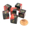 Dice>Gemini 15mm 6-Sided D6 Numbered Chessex Dice, 6 Pieces - Black-Red with Gold - Your Source for Gaming Essentials
