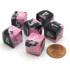 Dice>Gemini 15mm 6-Sided D6 Numbered Chessex Dice, 6 Pieces - Black-Pink with White - Your Source for Gaming Essentials