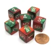 Dice-Gemini 15mm 6-Sided D6 Numbered Chessex Dice, 6 Pieces - Green-Red with White - Your Source for Gaming Essentials