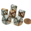 Dice>Gemini 16mm Tens D10 (00-90) Chessex Dice, 6 Pieces - Copper-Steel with White - Your Source for Gaming Essentials