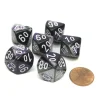 Dice>Gemini 16mm Tens D10 (00-90) Chessex Dice, 6 Pieces - Purple-Steel with White - Your Source for Gaming Essentials