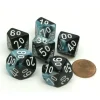 Dice>Gemini 16mm Tens D10 (00-90) Dice, 6 Pieces - Black-Shell with White Numbers - Your Source for Gaming Essentials