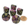 Dice>Gemini 16mm Tens D10 (00-90) Dice, 6 Pieces - Black-Purple with Gold Numbers - Your Source for Gaming Essentials