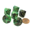 Dice>Gemini 16mm Tens D10 (00-90) Dice, 6 Pieces - Black-Green with Gold Numbers - Your Source for Gaming Essentials