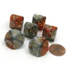 Dice>Gemini 16mm Tens D10 (00-90) Dice, 6 Pieces - Orange-Steel with Gold Numbers - Your Source for Gaming Essentials