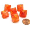 Dice>Ghostly Glow 15mm 8 Sided D8 Chessex Dice, 6 Pieces - Orange with Yellow - Your Source for Gaming Essentials