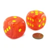 Dice>Ghostly 30mm Large D6 Chessex Dice, 2 Pieces - Orange with Yellow Pips - Your Source for Gaming Essentials