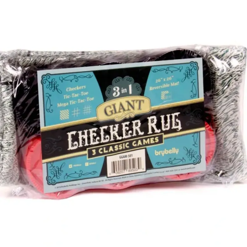 Board Games-Giant 3-in-1 Reversible Rug with Checkers, Tic Tac Toe, and Mega Tic Tac Toe - Your Source for Gaming Essentials