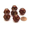 Dice>Glitter 18mm 12 Sided D12 Chessex Dice, 6 Pieces - Ruby with Gold - Your Source for Gaming Essentials