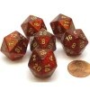 Dice>Glitter 20mm 20 Sided D20 Chessex Dice, 6 Pieces - Ruby with Gold Numbers - Your Source for Gaming Essentials
