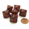 Dice>Glitter 15mm 8 Sided D8 Chessex Dice, 6 Pieces - Ruby with Gold - Your Source for Gaming Essentials