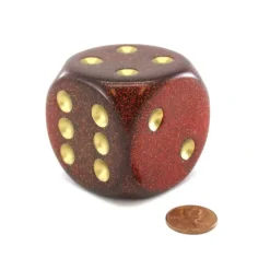 Dice>Glitter 50mm Huge Large D6 Chessex Dice, 1 Piece - Ruby with Gold Pips - Your Source for Gaming Essentials