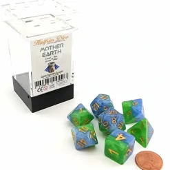 Dice>Halfsies Dice 7 Piece Polyhedral DnD Dice Set - Mother Earth - Your Source for Gaming Essentials