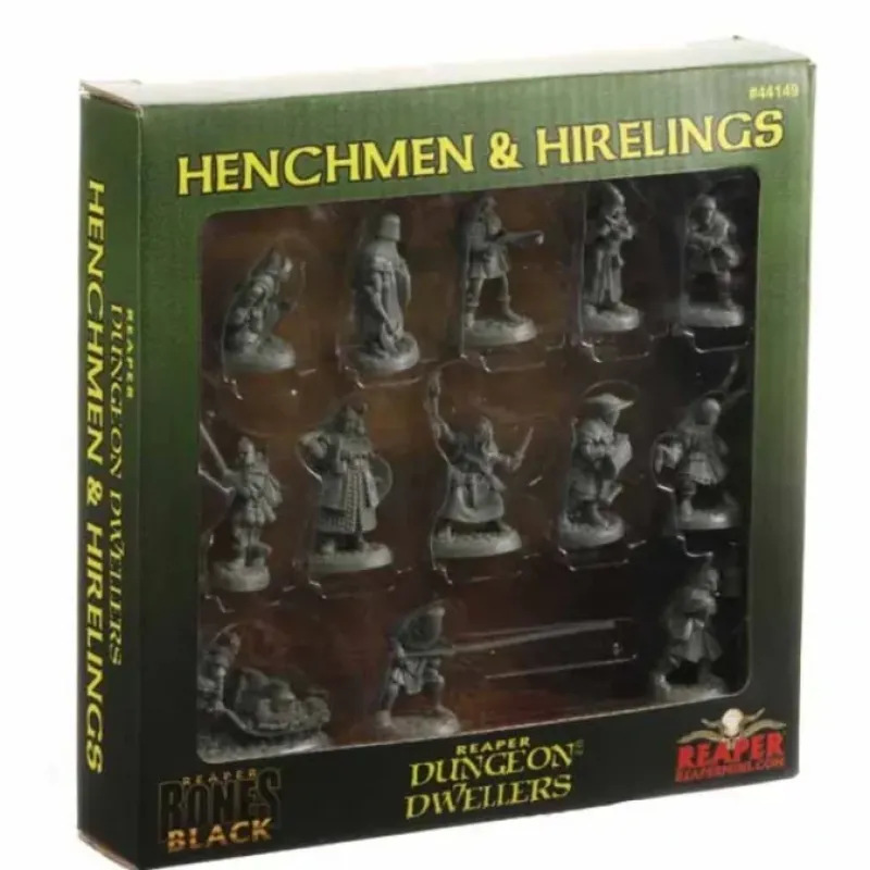 Tabletop Miniatures-Henchmen and Hirelings Boxed Set #44149 Bones Black Unpainted Plastic Minis - Your Source for Gaming Essentials
