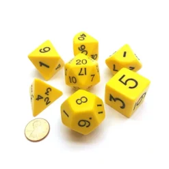 Dice>Jumbo Polyhedral 7-Die Dice Set 23mm-29mm-Yellow with Black Numbers - Your Source for Gaming Essentials