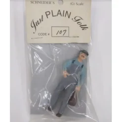 Best Just Plain Folk 107 Worker in Overalls Holding Bag - Your Source for Gaming Essentials Trains