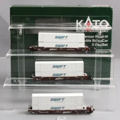 Kato 106-6168 N BNSF MAXI-IV 53' Stack Car w/Swift Container #254003 (Set of 3) - Your Source for Gaming Essentials Trains