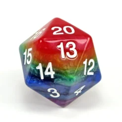 Dice>Limited Edition 55mm Countdown D20 Rainbow Dice with White Numbers - Your Source for Gaming Essentials