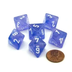 Dice>Luminary Borealis 15mm 8 Sided D8 Dice, 6 Pieces - Purple with White Numbers - Your Source for Gaming Essentials