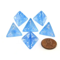 Dice>Luminary Borealis 18mm 4 Sided D4 Dice, 6 Pieces - Sky Blue with White Numbers - Your Source for Gaming Essentials