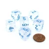 Dice>Luminary Borealis 15mm 6 Sided D6 Dice, 6 Piece - Icicle with Light Blue Numbers - Your Source for Gaming Essentials