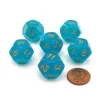 Dice>Luminary Borealis 18mm 12 Sided D12 Dice, 6 Pieces - Teal with Gold Numbers - Your Source for Gaming Essentials
