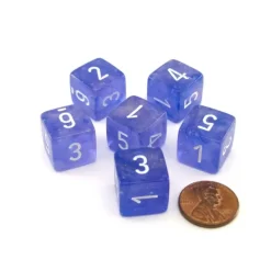 Dice>Luminary Borealis 15mm 6 Sided D6 Dice, 6 Pieces - Purple with White Numbers - Your Source for Gaming Essentials