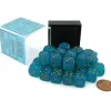 Dice>Luminary Borealis 12mm D6 Chessex Dice Block (36 Dice) - Teal with Gold Pip - Your Source for Gaming Essentials
