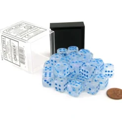 Dice>Luminary Borealis 12mm D6 Dice Block (36 Dice) - Icicle with Light Blue Pips - Your Source for Gaming Essentials