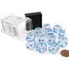 Dice>Luminary Borealis 16mm D6 Dice Block (12 Dice) - Icicle with Light Blue Pips - Your Source for Gaming Essentials