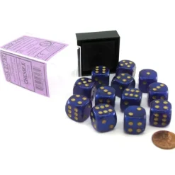 Dice>Luminary Borealis 16mm D6 Dice Block (12 Dice) - Royal Purple with Gold Pips - Your Source for Gaming Essentials