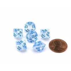 Dice>Luminary Borealis 10mm Mini Tens D10 Dice, 6 Pieces - Icicle with Light Blue - Your Source for Gaming Essentials