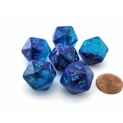Dice>Luminary Gemini 20 Sided D20 Dice, 6 Pieces - Blue-Blue with Light Blue Numbers - Your Source for Gaming Essentials