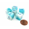 Dice>Luminary Gemini 15mm D6 Dice, 6 Pieces - Pearl Turquoise-White with Blue - Your Source for Gaming Essentials