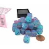 Dice>Luminary Gemini 12mm D6 Dice Block (36 Dice) - Gel Green-Pink with Blue Numbers - Your Source for Gaming Essentials