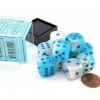 Dice>Luminary Gemini 16mm D6 Dice Block (12 Dice) - Pearl Turquoise-White with Blue - Your Source for Gaming Essentials