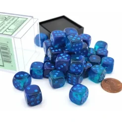 Dice>Luminary Gemini 12mm D6 Dice Block (36 Dice) - Blue-Blue with Light Blue Numbers - Your Source for Gaming Essentials