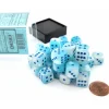 Dice>Luminary Gemini 12mm D6 Dice Block (36 Dice) - Pearl Turquoise-White with Blue - Your Source for Gaming Essentials