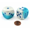 Dice>Luminary Gemini 30mm Large D6 Dice, 2 Pieces - Pearl Turquoise-White with Blue - Your Source for Gaming Essentials