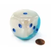 Dice>Luminary Gemini 50mm Large D6 Dice, 1 Piece - Pearl Turquoise-White with Blue - Your Source for Gaming Essentials