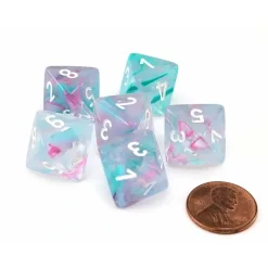 Dice>Luminary Nebula 15mm D8 Chessex Dice, 6 Pieces - Wisteria with White Numbers - Your Source for Gaming Essentials
