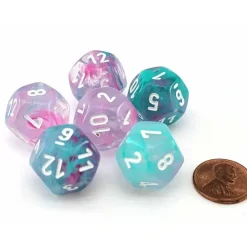 Dice>Luminary Nebula 18mm D12 Chessex Dice, 6 Pieces - Wisteria with White Numbers - Your Source for Gaming Essentials