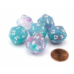 Dice>Luminary Nebula 20mm D20 Chessex Dice, 6 Pieces - Wisteria with White Numbers - Your Source for Gaming Essentials